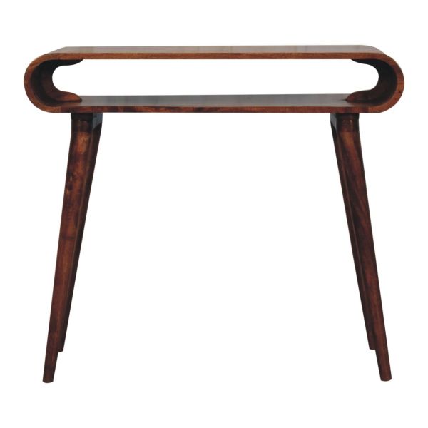 Solid Mango Wood Honey Caramel Finished Amaya Nordic Style Open Console Table