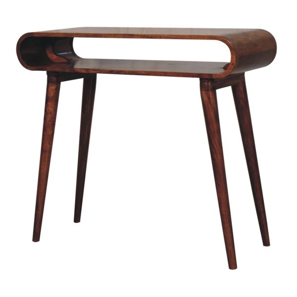 Solid Mango Wood Honey Caramel Finished Amaya Nordic Style Open Console Table - Image 2