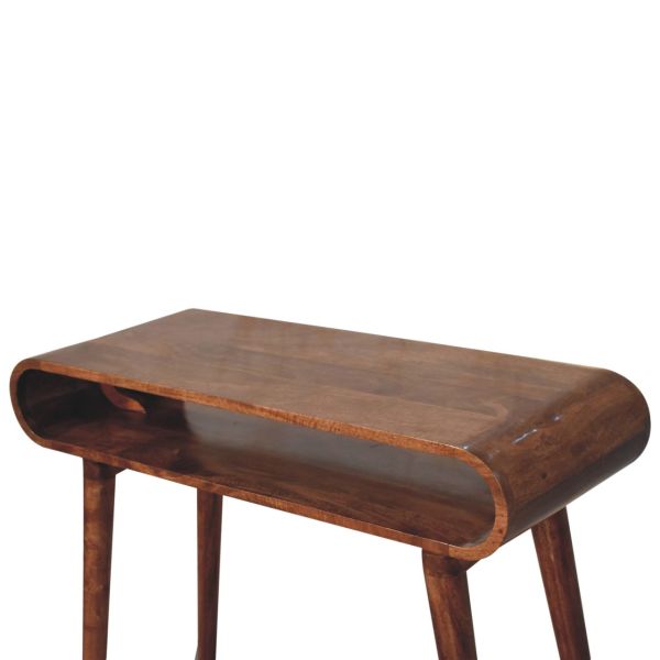 Solid Mango Wood Honey Caramel Finished Amaya Nordic Style Open Console Table - Image 4