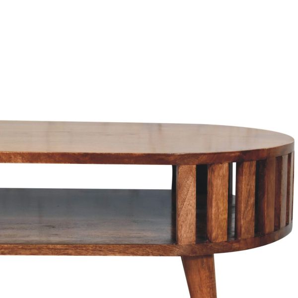 Solid Mango Wood Honey Caramel Finished Japanese Style Ariella Coffee Table - Image 3