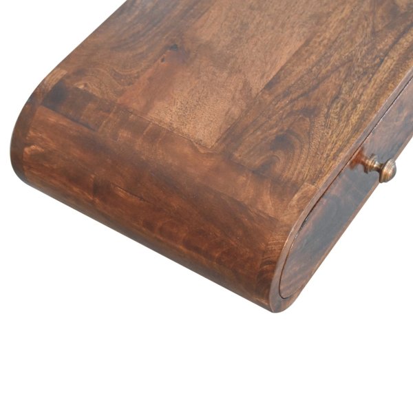 Solid Mango Wood California Walnut Finished 2 Drawer Wall Mounted Console Table - Image 5