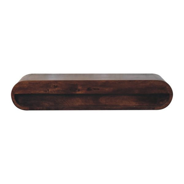 Solid Mango Wood California Walnut Finished 2 Drawer Wall Mounted Console Table - Image 8