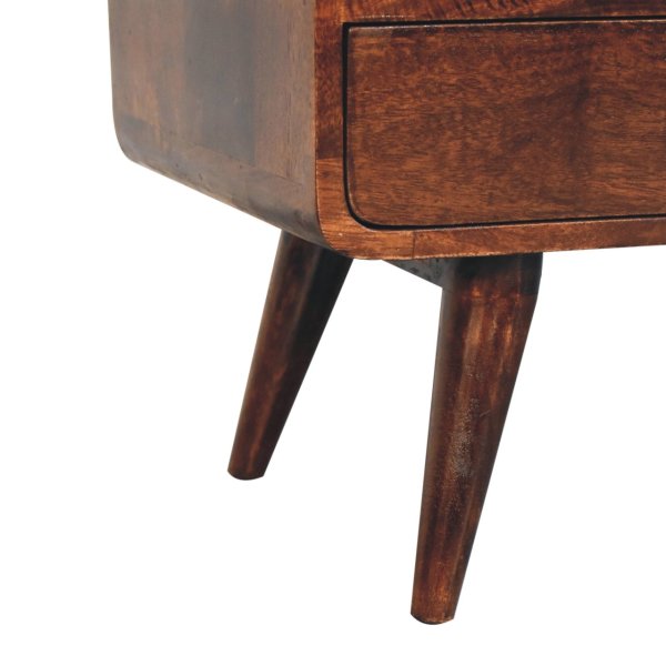 Solid Mango Wood California Walnut Finished 2 Drawer Curved Media Unit - Image 7
