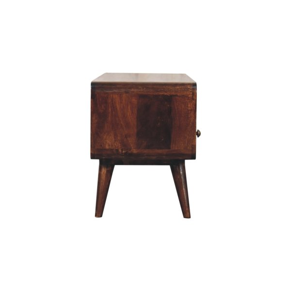 Solid Mango Wood California Walnut Finished 2 Drawer Curved Media Unit - Image 8