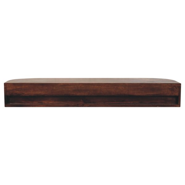 Solid Mango Wood Chestnut Finished Lunar 2 Drawer Wall Mounted Console - Image 8