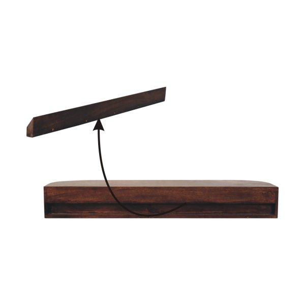 Solid Mango Wood Chestnut Finished Lunar 2 Drawer Wall Mounted Console - Image 9
