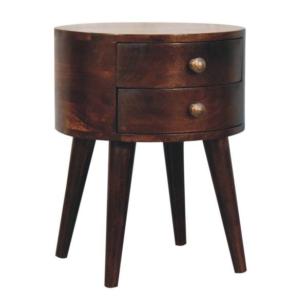 Solid Mango Wood California Walnut Finished 2 Drawer Odyssey Bedside