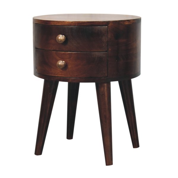 Solid Mango Wood California Walnut Finished 2 Drawer Odyssey Bedside - Image 2