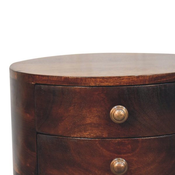 Solid Mango Wood California Walnut Finished 2 Drawer Odyssey Bedside - Image 3