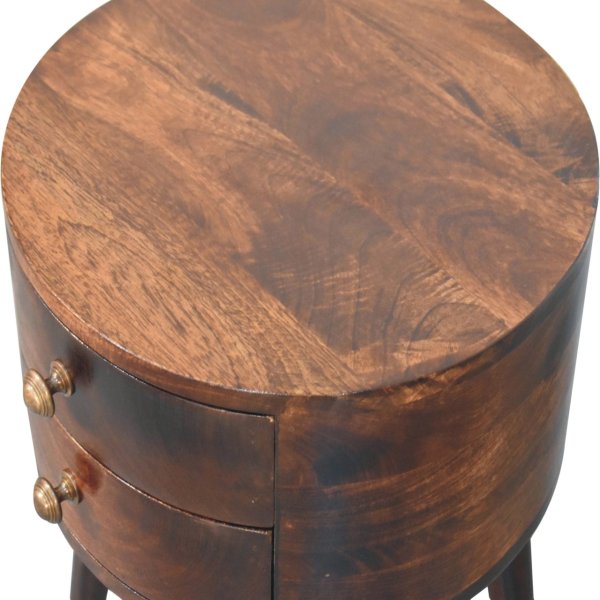 Solid Mango Wood California Walnut Finished 2 Drawer Odyssey Bedside - Image 4