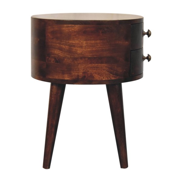 Solid Mango Wood California Walnut Finished 2 Drawer Odyssey Bedside - Image 7