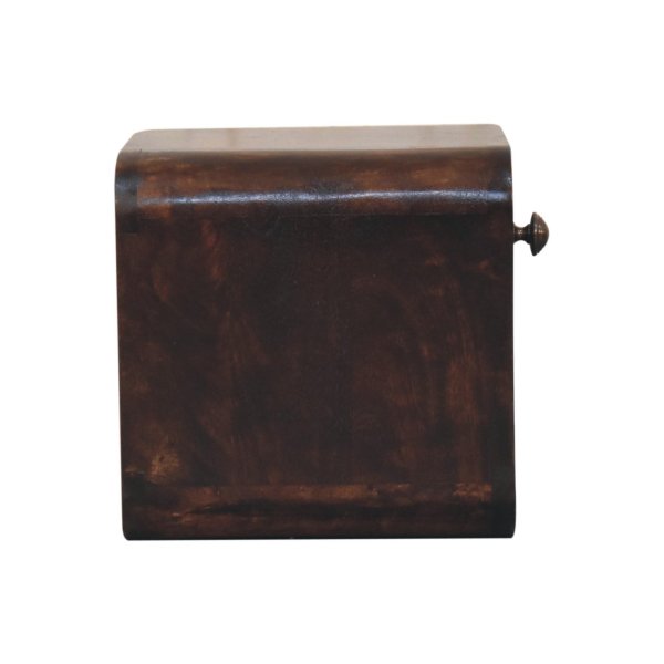 Solid Mango Wood California Walnut 1 Drawer 1 Slot Mini Curved Wall Mounted Bedside - Image 7