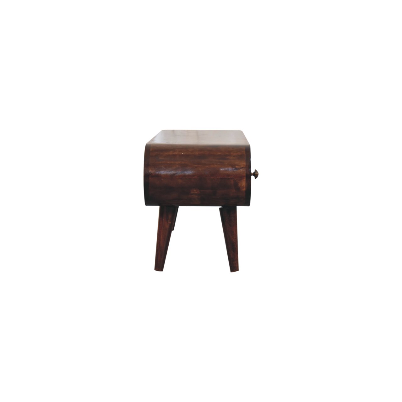 Solid Mango Wood California Walnut Finished 2 Drawer Rounded TV Unit - Image 8