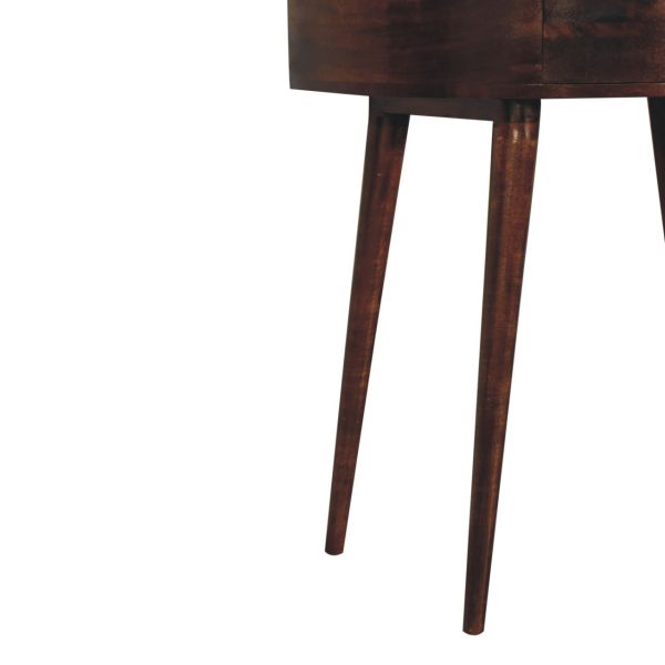 Solid Mango Wood California Walnut Finished 1 Drawer Semi Circular Odyssey Console Table - Image 7