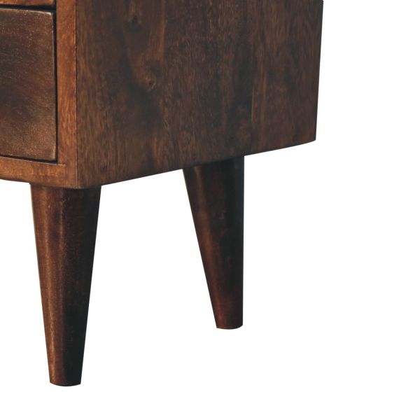 Solid Mango Wood California Walnut 2 Drawer 1 Slot Mini Classic Bedside - Image 6
