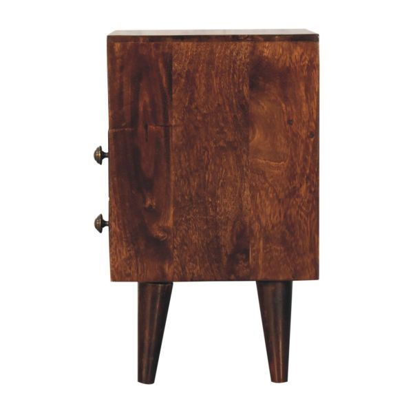 Solid Mango Wood California Walnut 2 Drawer 1 Slot Mini Classic Bedside - Image 7
