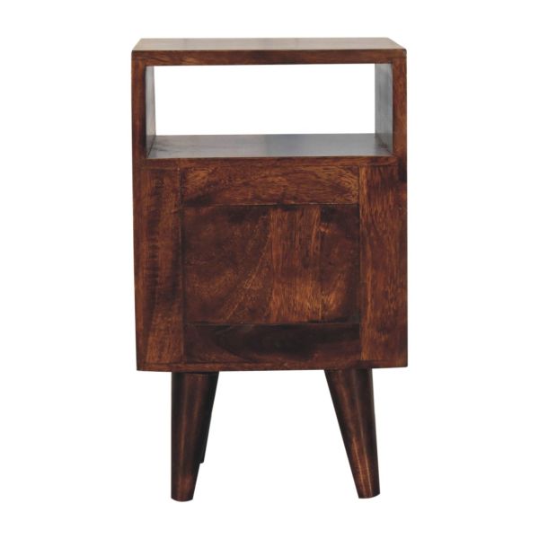 Solid Mango Wood California Walnut 2 Drawer 1 Slot Mini Classic Bedside - Image 8