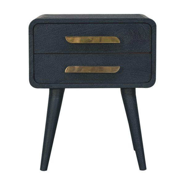 Solid Mango Wood Midnight Teal Hand Painted 2 Drawer Bedside Table