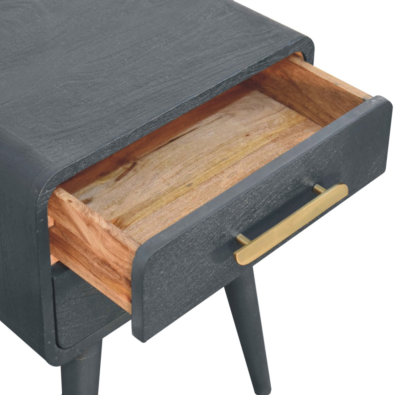 Solid Mango Wood Midnight Teal Hand Painted 2 Drawer Bedside Table - Image 6