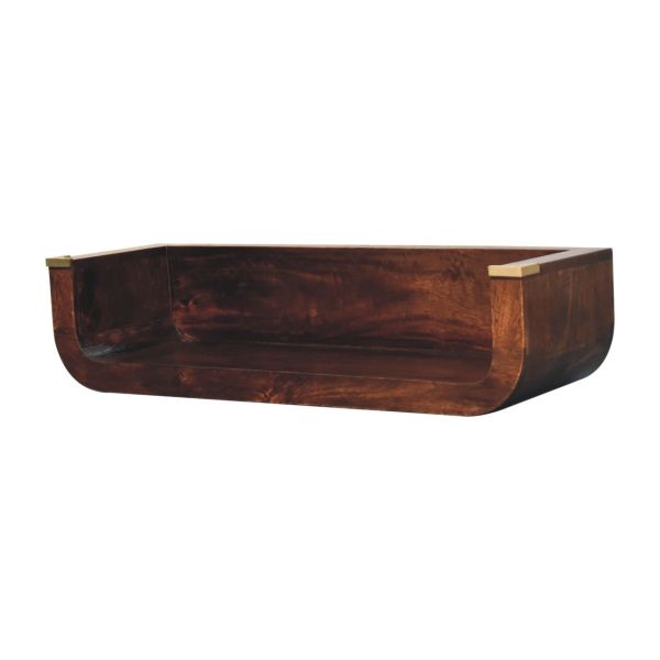Solid Mango Wood Indira California Walnut Finished Floating Console Table - Image 2