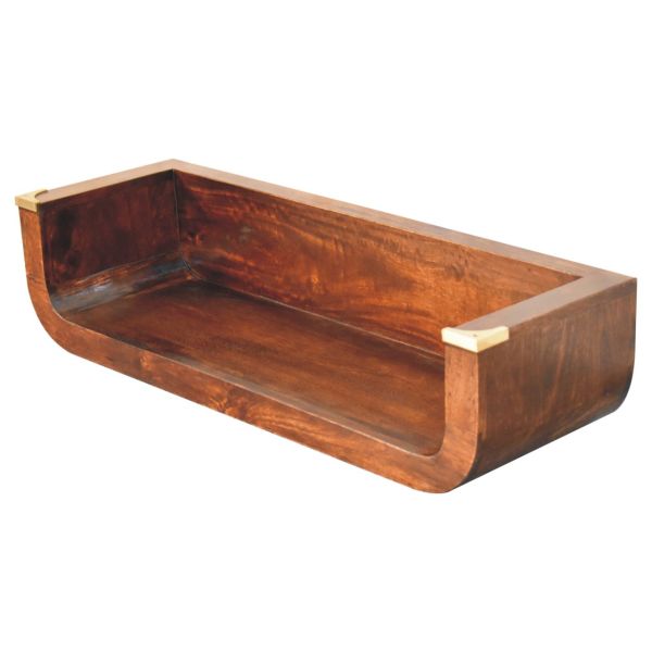 Solid Mango Wood Indira California Walnut Finished Floating Console Table - Image 4