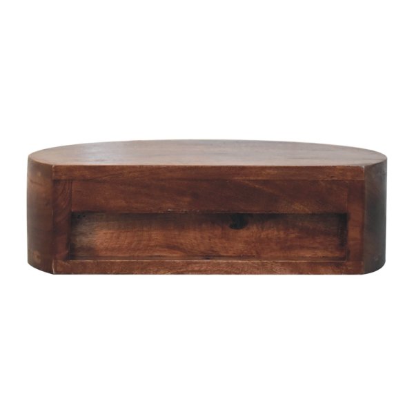 Solid Mango Wood Honey Caramel Finished 1 Drawer Wall Mounted Rounded Bedside - Image 8