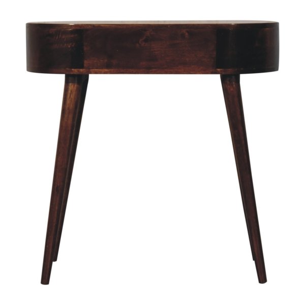 Solid Mango Wood California Walnut Finished 1 Drawer Rounded Small Console Table - Image 9