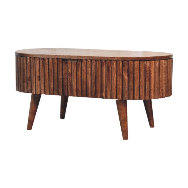 Solid Mango Wood Honey Caramel Mocha Finished 1 Drawer Coffee Table - Image 3