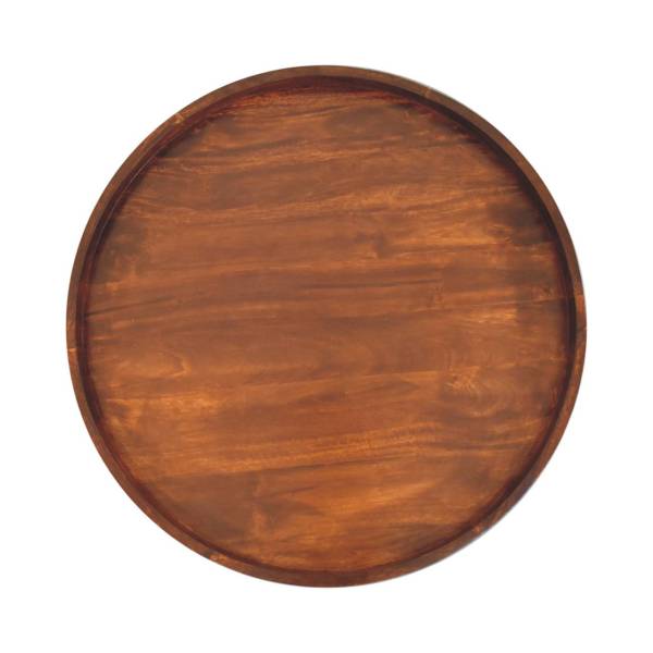 Solid Mango Wood Chestnut Finished Crescent Round Coffee Table - Image 6