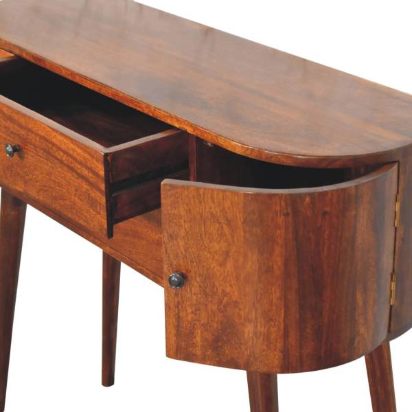 Solid Mango Wood Chestnut Finished 2 Drawer 2 Cupboard Grove Console Table - Image 5