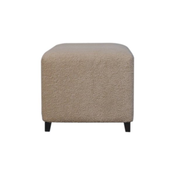 Solid Mango Wood Bliss Cream Boucle Ottoman - Image 8