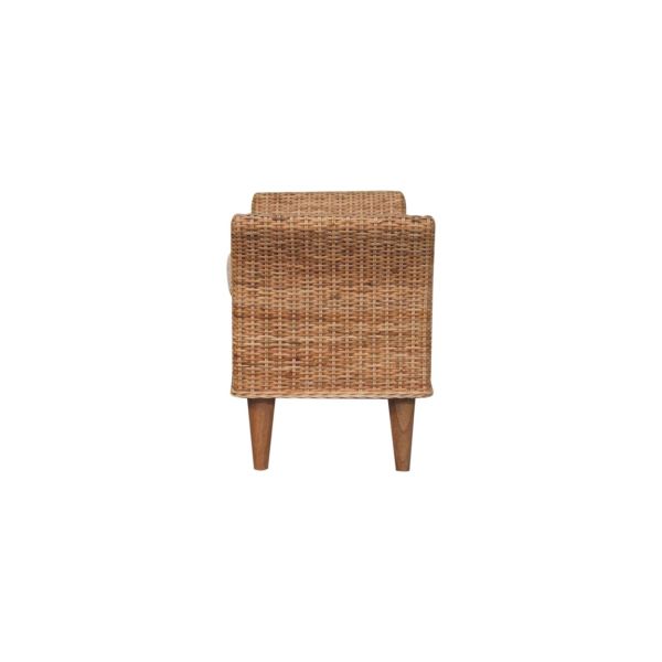 Solid Mango Wood Rattan & Boucle Riviera Bench - Image 9