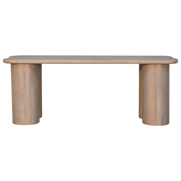 Solid Mango Wood Ivory Finished Dual Plank Bench