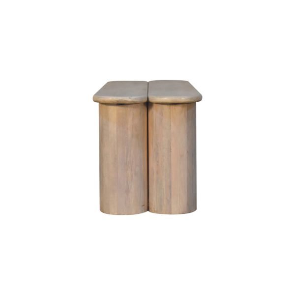 Solid Mango Wood Ivory Finished Dual Plank Bench - Image 8