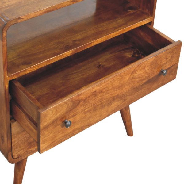 Solid Mango Wood Chestnut Finished 2 Drawer Curved Nordic Charm Chest - Image 5