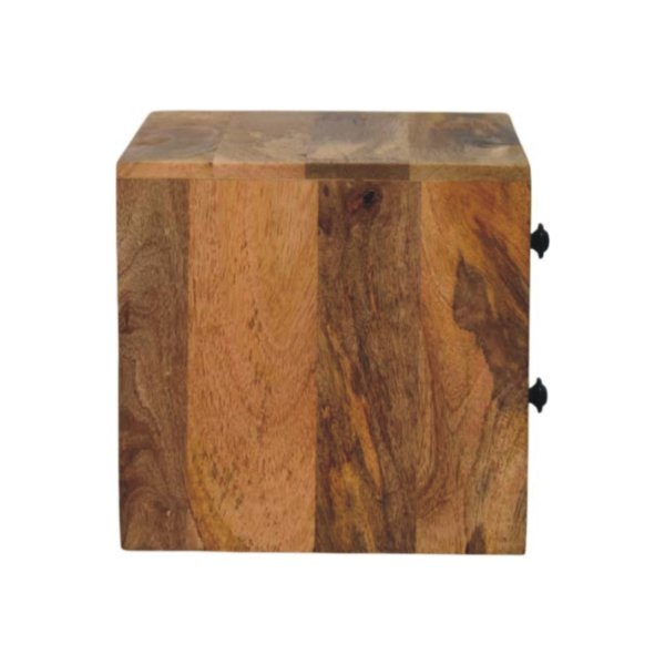 Solid Mango Wood Oak Finished 2 Drawer Solis Wall Mounted Nightstand - Image 8