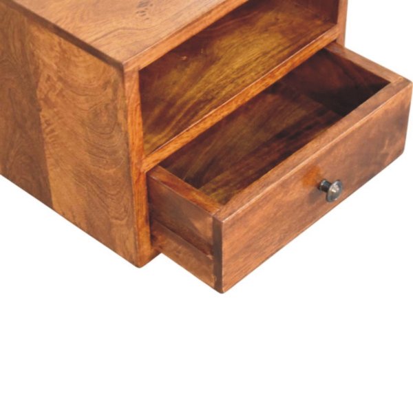 Solid Mango Wood Chestnut Finished 1 Drawer Solis Wall Mounted Nightstand - Image 7