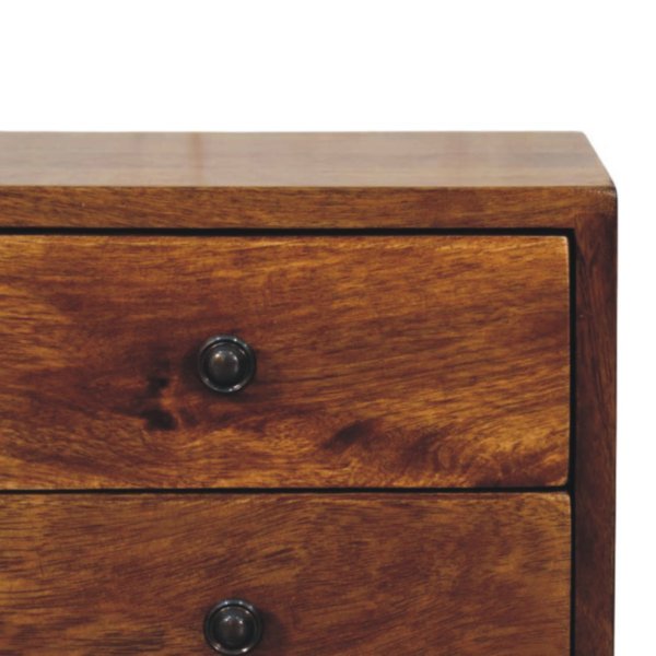 Solid Mango Wood Chestnut Finished Solis 2-Drawer Wall Mounted Nightstand - Image 4