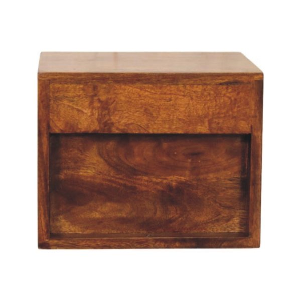 Solid Mango Wood Chestnut Finished Solis 2-Drawer Wall Mounted Nightstand - Image 9