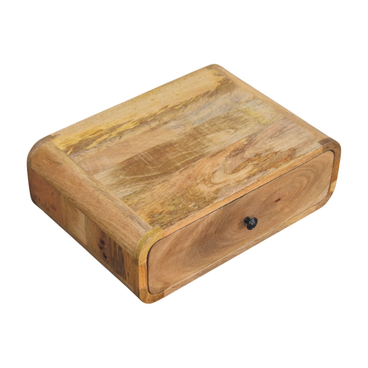 Solid Mango Wood Avora Wall-Mounted Oak Finished 1 Drawer Nightstand - Image 3
