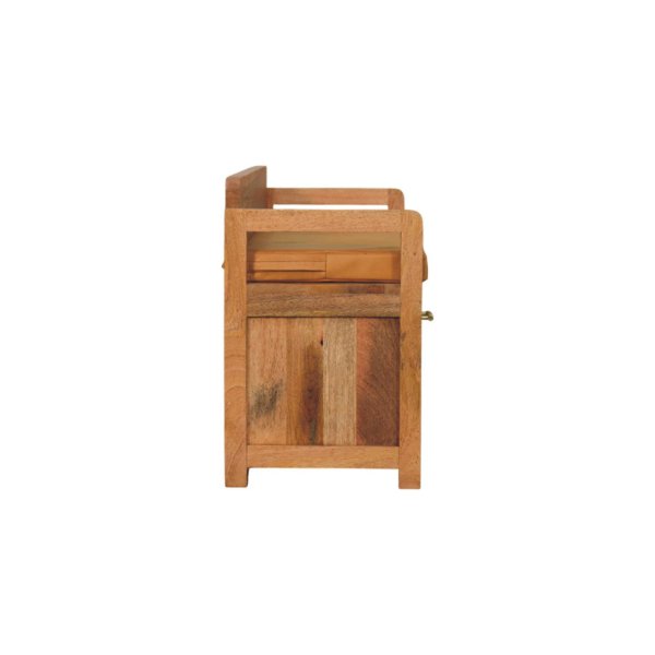 Solid Mango Wood Oxford Oak Finished 2 Drawer Storage Bench - Image 8