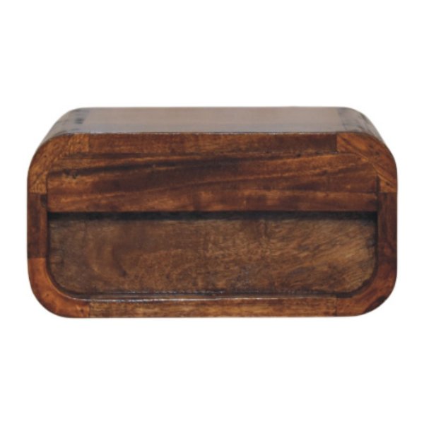 Solid Mango Wood Chestnut Finished 1 Drawer Avora Mini Wall-Mounted Nightstand - Image 8