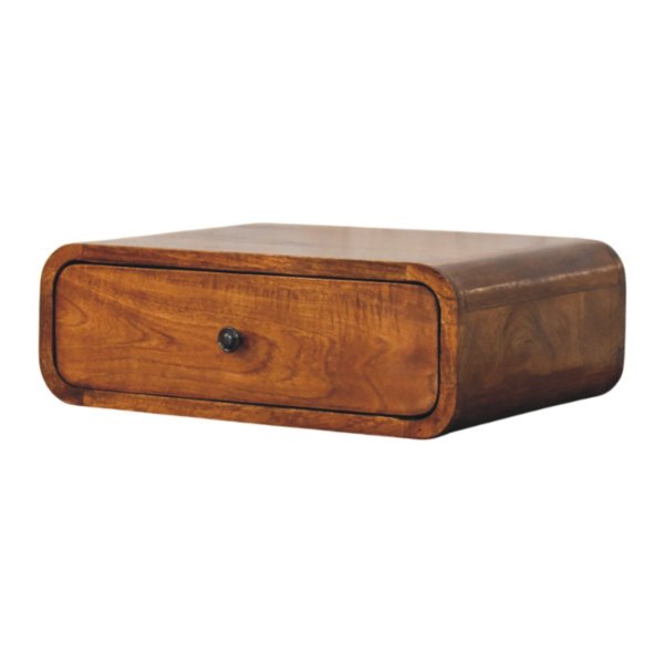 Solid Mango Wood Chestnut Finished 1 Drawer Avora Wall-Mounted Nightstand - Image 2