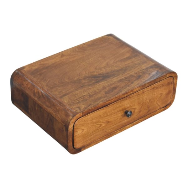 Solid Mango Wood Chestnut Finished 1 Drawer Avora Wall-Mounted Nightstand - Image 4