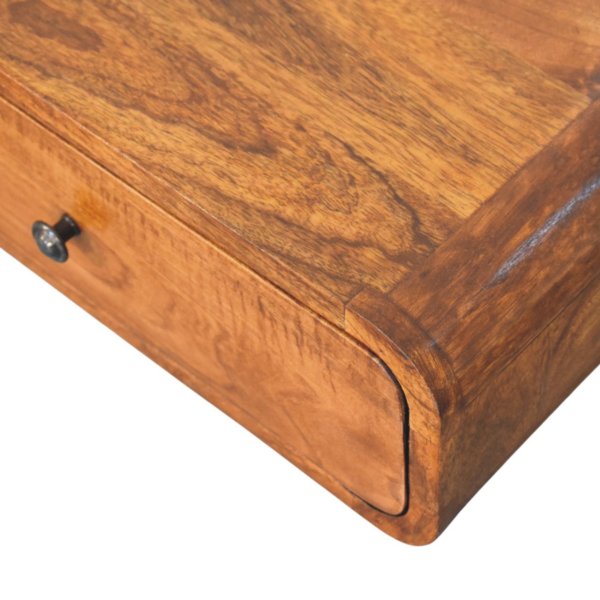 Solid Mango Wood Chestnut Finished 1 Drawer Avora Wall-Mounted Nightstand - Image 5