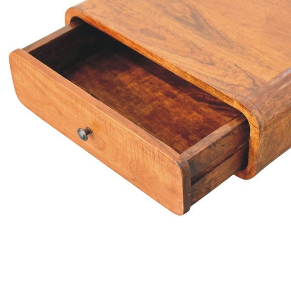 Solid Mango Wood Chestnut Finished 1 Drawer Avora Wall-Mounted Nightstand - Image 6