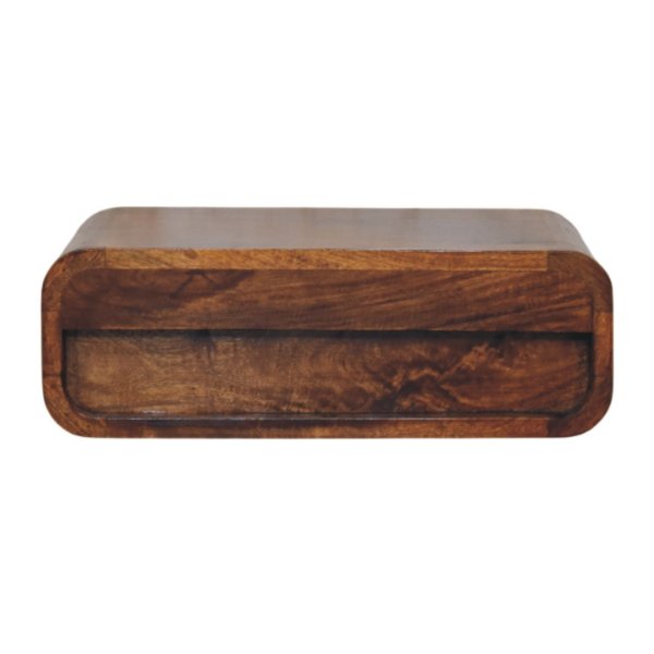 Solid Mango Wood Chestnut Finished 1 Drawer Avora Wall-Mounted Nightstand - Image 8