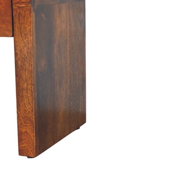 Solid Mango Wood Chestnut Finished 1 Drawer Mini Darcy Curved Nightstand - Image 6