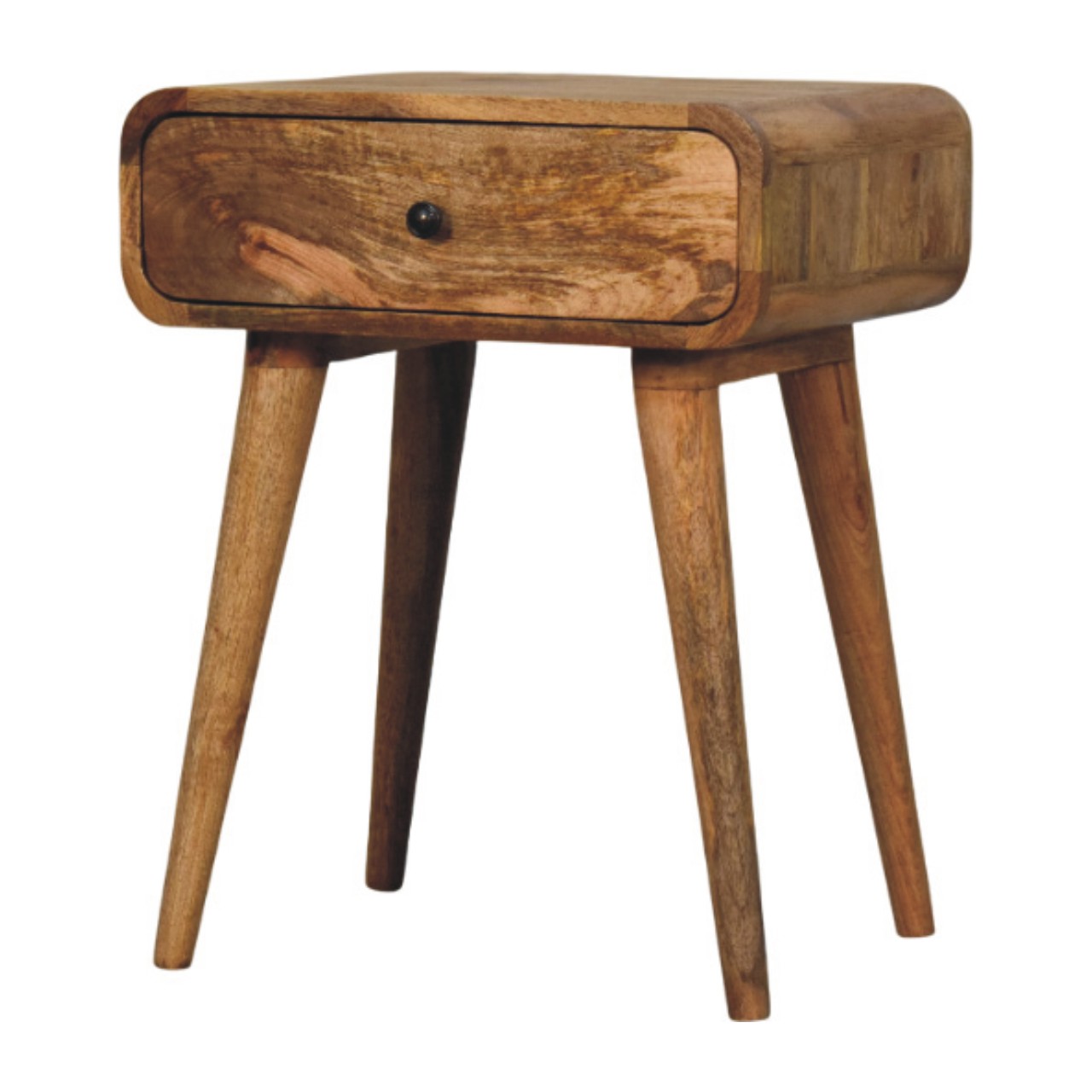Solid Mango Wood Oak Finished 1 Drawer Avora Nightstand
