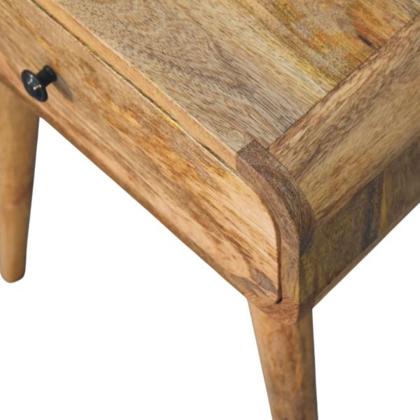 Solid Mango Wood Oak Finished 1 Drawer Avora Nightstand - Image 4